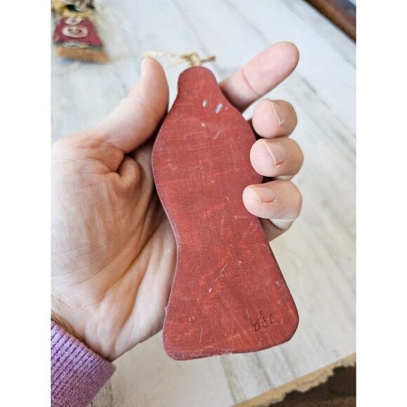 Vintage wooden Santa polar bear ornament Xmas tree set - Picture 8 of 12